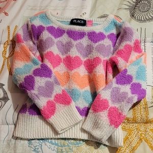 Girls Children's Place hearts multi color sweater size Small 5/6